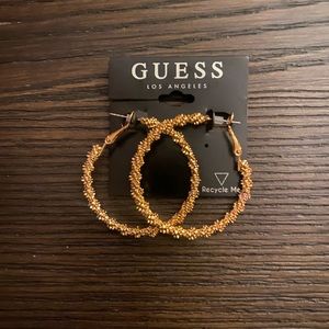 NEW Guess gold textured hoop earrings